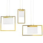 Подвесной геометрический светильник со стеклом Rectangle Geometry Trio Glass Chandelier варинант исполнения - 1 | Loft Concept в Рязани