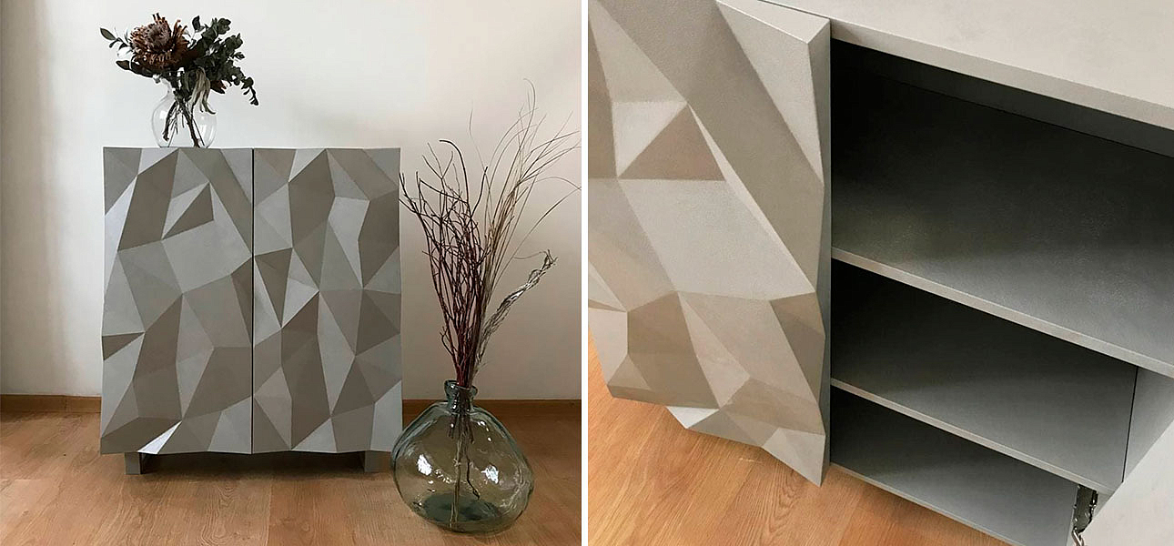 Комод с большими угловыми фигурами с одной секцией, 2 полки Geometric Greece Комод с большими угловыми фигурами с одной секцией, 2 полки Geometric Greece - Loft-Concept в Рязани