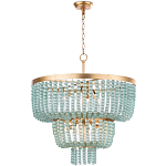 Круглая трехъярусная люстра с подвесками в виде круглых стеклянных бусин Blue Beads Chandelier варинант исполнения - 1 | Loft Concept в Рязани