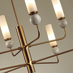 Люстра на штанге с 8-ю цилиндрическими матовыми плафонами и шарами из камня Orb Essence варинант исполнения - 3 | Loft Concept в Рязани