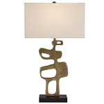 Настольная лампа с фигурным каркасом и прямоугольным тканевым абажуром Brutalist Profile варинант исполнения - 3 | Loft Concept в Рязани