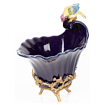 Чаша темно-синего цвета из фарфора с разноцветной птичкой Eden Garden porcelain and bronze варинант исполнения - 9 | Loft Concept в Рязани