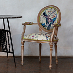 Полукресло из массива бука бежевое с изображением птиц и цветов Beige Green Chinoiserie Garden Chair варинант исполнения - 5 | Loft Concept в Рязани
