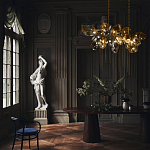 Люстра подвесная с 18-ю стеклянными плафонами с вертикальными подвесками Gilded Mirage  варинант исполнения - 9 | Loft Concept в Рязани