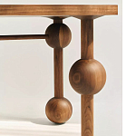 Обеденный стол деревянный с круглыми декоративными элементами на ножках Koko варинант исполнения - 1 | Loft Concept в Рязани