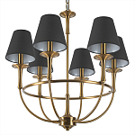 Люстра на металлическом основании бронзового цвета с 6-ю черными конусовидными абажурами Dignity варинант исполнения - 8 | Loft Concept в Рязани