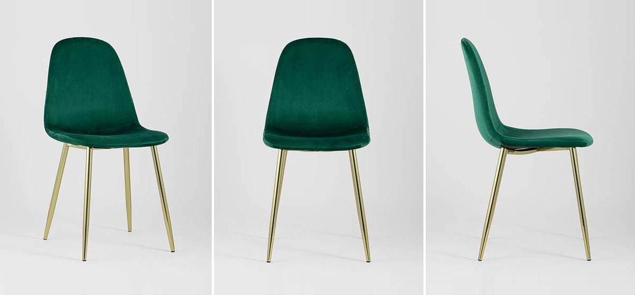 Стул Archie Chair Изумрудный Зеленый Велюр Золотые ножки Стул Archie Chair Изумрудный Зеленый Велюр Золотые ножки - Loft-Concept в Рязани