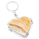 Зеркало брелок складное двухстороннее в форме сердца из натурального камня Оникс Stone Mirrors варинант исполнения - 1 | Loft Concept в Рязани