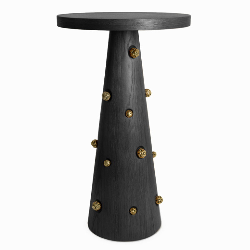 Приставной столик Okinawa Black Side table Черный Золотой в Рязани | Loft Concept 