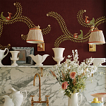 Обои с вышивкой ручной работы Fyodor Original colourway on Merlot linen варинант исполнения - 4 | Loft Concept в Рязани