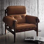 Кресло с деревянным каркасом и обивкой из натуральной кожи Medieval Furniture варинант исполнения - 1 | Loft Concept в Рязани