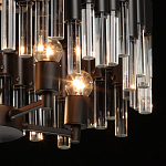 Люстра круглая из матового черного металла с подвесками из прозрачных стеклянных трубок Noir Tubes варинант исполнения - 6 | Loft Concept в Рязани