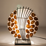 Настольная лампа из перламутра и дерева на подставке Indonesian Shell варинант исполнения - 4 | Loft Concept в Рязани