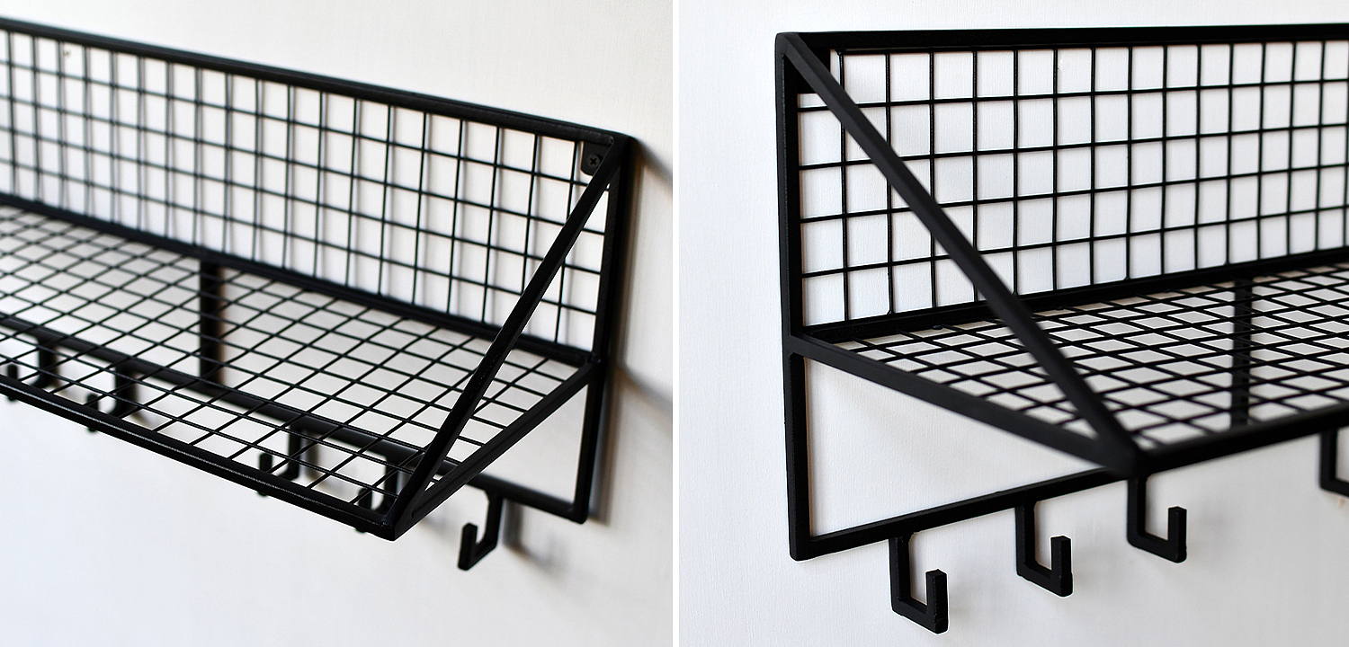 Вешалка с полкой Rhian Industrial Metal Rust Shelf Black S Вешалка с полкой Rhian Industrial Metal Rust Shelf Black S - Loft-Concept в Рязани