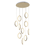 Потолочная люстра каскадная светодиодная с золотистым каркасом Ring of Fire варинант исполнения - 1 | Loft Concept в Рязани