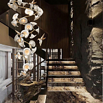 Люстра каскадная из белых цветов каллы и птичек Refined Taste of Light варинант исполнения - 3 | Loft Concept в Рязани