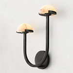 Бра с 2-мя мраморными плафонами на черном корпусе Light Warm Light варинант исполнения - 1 | Loft Concept в Рязани