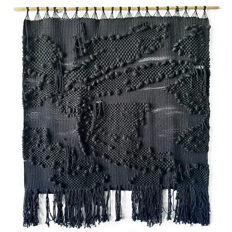 Гобелен из шерсти мериноса с узелками Ночь  Черный в Рязани | Loft Concept 