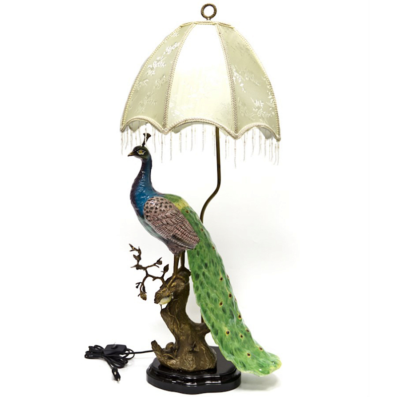Настольная лампа Peacock Lamp Белый Зеленый Синий Бронза Настольная лампа Peacock Lamp Белый Зеленый Синий Бронза в Рязани | Loft Concept