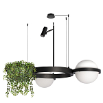 Подвесной светильник с 2-мя шарообразными плафонами и цилиндрическим спотом Light of Еyes варинант исполнения - 2 | Loft Concept в Рязани