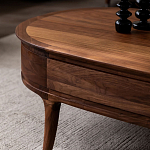 Кофейный стол овальный из дерева с 2-мя ящиками Coffee Walnut Table варинант исполнения - 5 | Loft Concept в Рязани