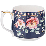 Кружка фарфоровая синяя с цветочным принтом 470 мл Flower Porcelain Collection варинант исполнения - 1 | Loft Concept в Рязани