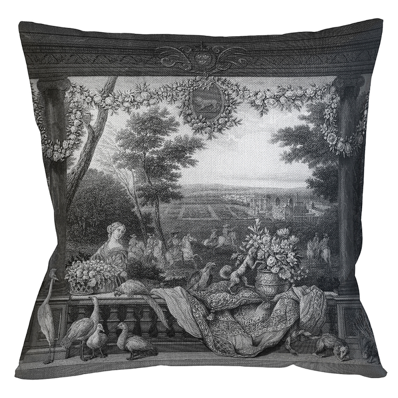 Декоративная подушка Vincennes Pillow Черно-белый Бежевый Декоративная подушка Vincennes Pillow Черно-белый Бежевый в Рязани | Loft Concept