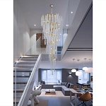 Люстра многоярусная с каркасом из металла и прозрачными подвесками FAIRYTREE Light варинант исполнения - 4 | Loft Concept в Рязани