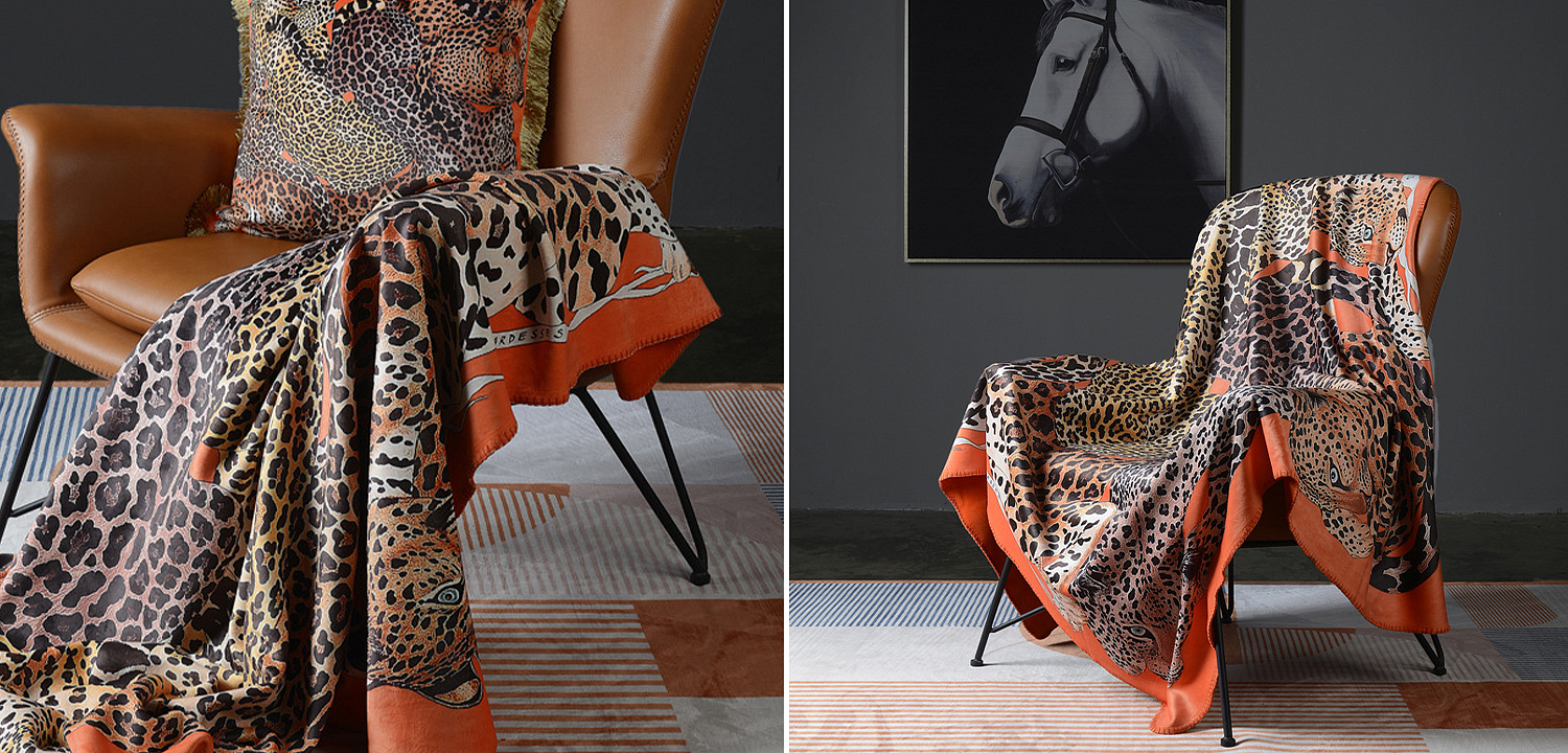 Плед Hermes Leopards Orange Плед Hermes Leopards Orange - Loft-Concept в Рязани