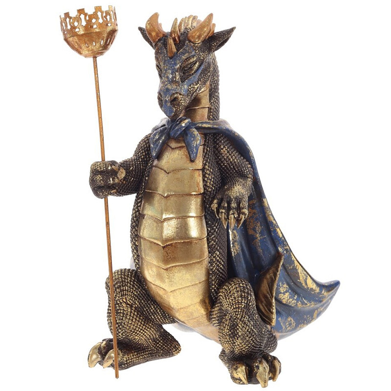 Подсвечник в виде дракона Dragon candlestick Gold Blue Золотой Синий в Рязани | Loft Concept 