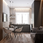 Серый матовый кухонный гарнитур с фасадом под дерево Vincens Kitchen Set варинант исполнения - 2 | Loft Concept в Рязани