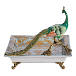 Блюдо квадратное с павлином на бронзовых ножках Eden Garden варинант исполнения - 3 | Loft Concept в Рязани