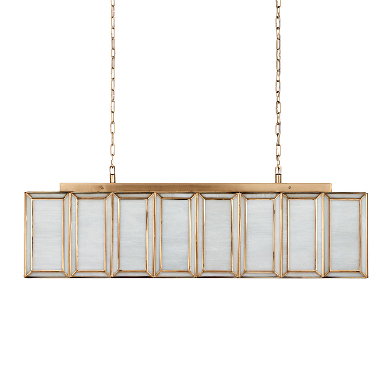 Люстра прямоугольная с каркасом золотого цвета Soft Glow Lamps Золотой Молочный в Рязани | Loft Concept 