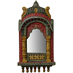 Настенное зеркало в резной раме из тропического дерева Carved Wood Mirror Colorful варинант исполнения - 1 | Loft Concept в Рязани