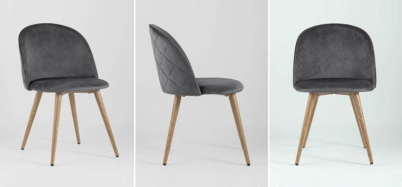Стул Miruna Chair Спинка Ромбы Серый Велюр Стул Miruna Chair Спинка Ромбы Серый Велюр - Loft-Concept в Рязани