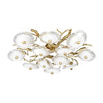 Потолочная люстра круглая ветвистыми бронзовыми элементами и стеклянными рифлеными дисками Textured Glass Chandelier варинант исполнения - 3 | Loft Concept в Рязани