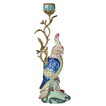 Подсвечник в образе попугая из фарфора с бронзовыми элементами Eden Garden варинант исполнения - 1 | Loft Concept в Рязани