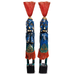 Комплект из 2-х деревянных статуэток Asmat Straw Headdress Statuettes Multicolor варинант исполнения - 3 | Loft Concept в Рязани