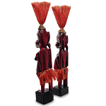 Комплект из 2-х деревянных статуэток Asmat Red Straw Headdress Statuettes Red Gold варинант исполнения - 2 | Loft Concept в Рязани