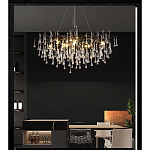 Люстра черная с прозрачными стеклянными подвесками в форме капель FAIRYTREE Light варинант исполнения - 5 | Loft Concept в Рязани