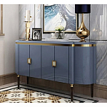 Дизайнерский комод синий глянцевый с золотыми ручками на 4-х дверцах Martin варинант исполнения - 1 | Loft Concept в Рязани