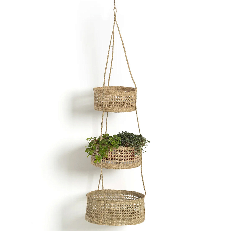 Подвесные плетеные корзины для цветов Musa Wicker Baskets Бежевый в Рязани | Loft Concept 