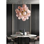 Люстра розовые шары на золотом каркасе Pink Light Bubbles варинант исполнения - 3 | Loft Concept в Рязани