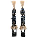 Комплект из 2-х деревянных статуэток Asmat Straw Headdress Statuettes Dark Blue варинант исполнения - 5 | Loft Concept в Рязани