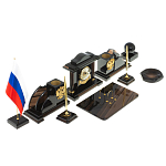 Настольный письменный набор с часами из природного камня обсидиана National Еmblem варинант исполнения - 2 | Loft Concept в Рязани