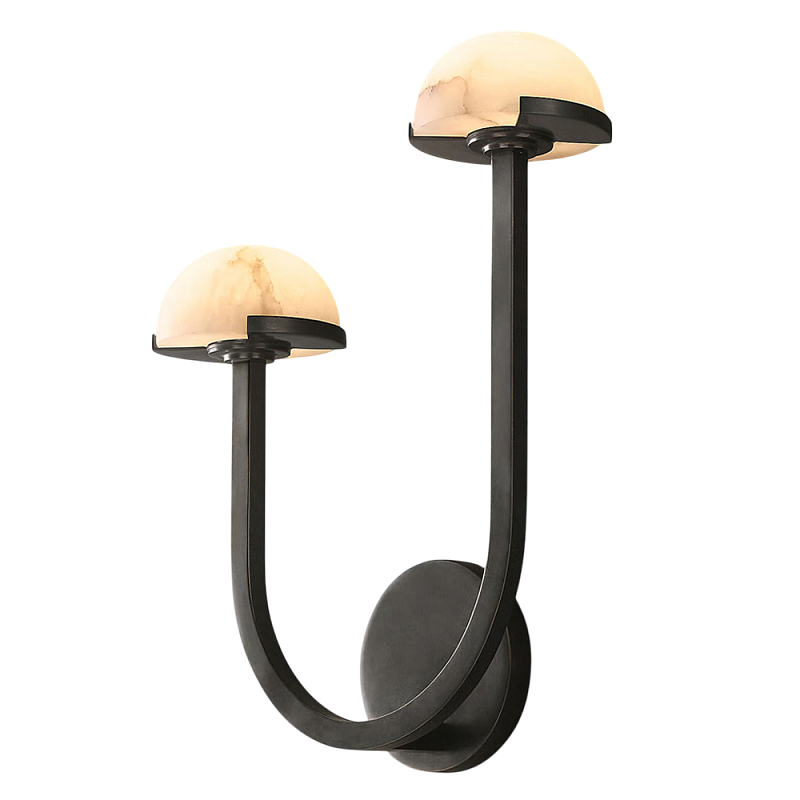 Бра с 2-мя мраморными плафонами на черном корпусе Light Warm Light Черный Бра с 2-мя мраморными плафонами на черном корпусе Light Warm Light Черный в Рязани | Loft Concept