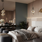 Подвесной светильник с черным основанием и золотистым декором Bruno Duo варинант исполнения - 5 | Loft Concept в Рязани