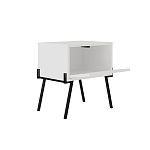Прикроватная тумба белая с откидной резной дверцей на 4-х металлических ножках NAIVE NIGHTSTAND WHITE варинант исполнения - 1 | Loft Concept в Рязани