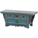 Деревянная ТВ-тумба в китайском стиле с 4-мя ящиками и резным декором голубая Luo Chinese TV Stand Blue варинант исполнения - 2 | Loft Concept в Рязани