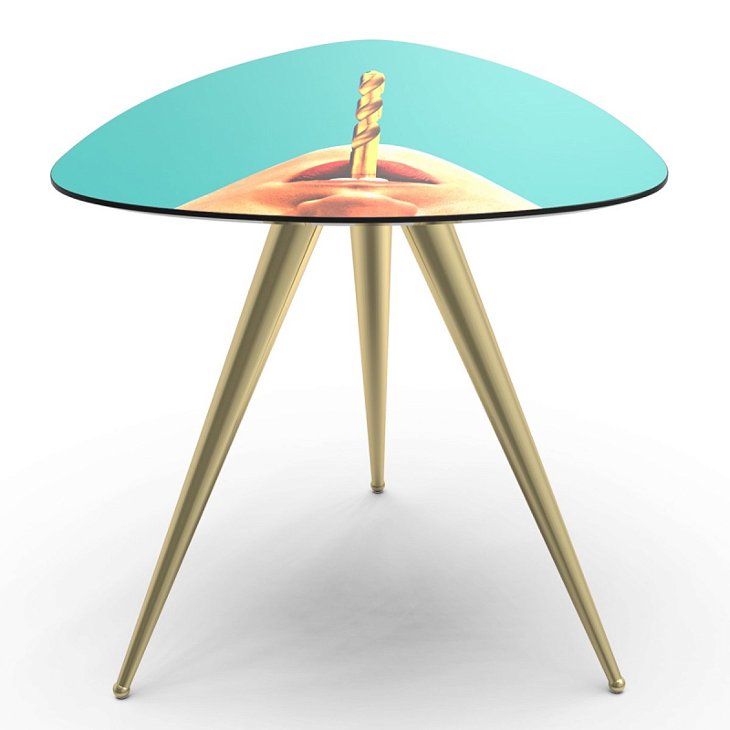 Журнальный стол Seletti Side Table Drill Бирюзовый Латунь Журнальный стол Seletti Side Table Drill Бирюзовый Латунь в Рязани | Loft Concept
